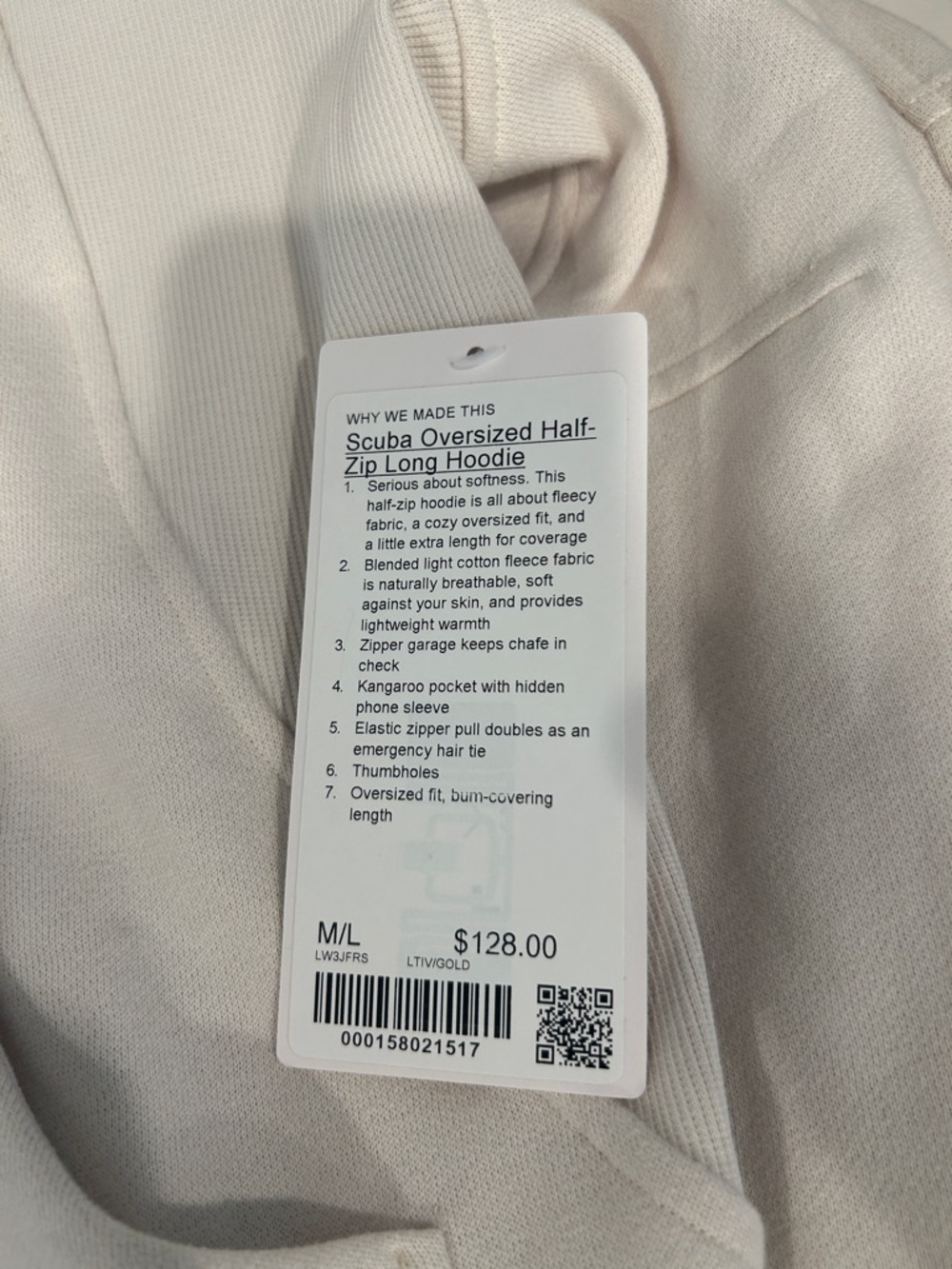 NWT Scuba Oversized Half zip Long Hoodie in M/L - Picture 3 of 3